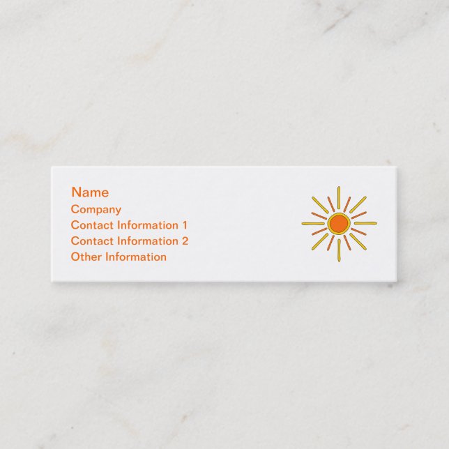 Summer sun. Yellow and orange. Mini Business Card (Front)