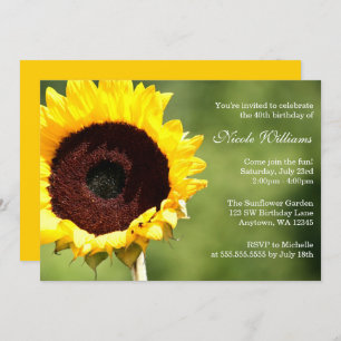 Summer Sunflower 40th Birthday Party Invitations