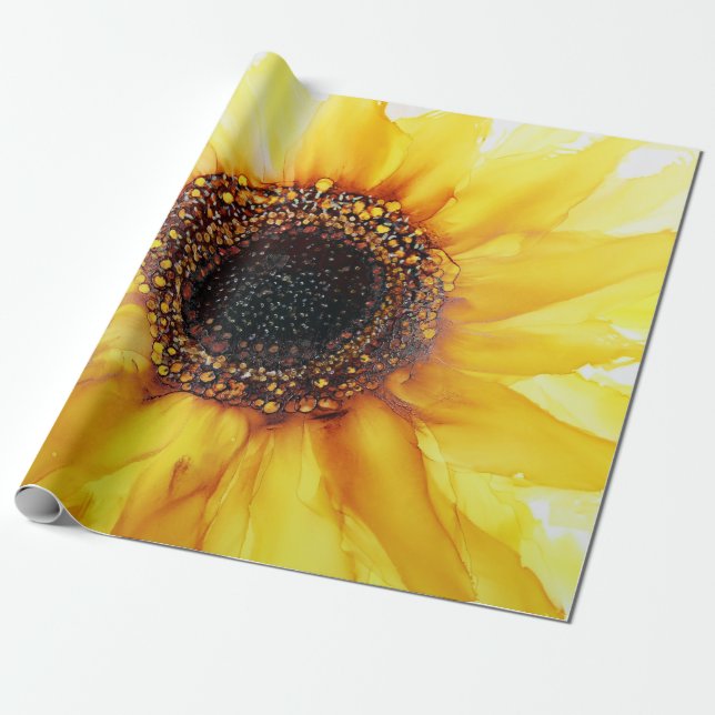 Summer Sunflower Abstract Wrapping Paper Sheets (Unrolled)
