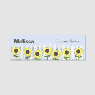 Summer Sunflower and White Fence Name Tag