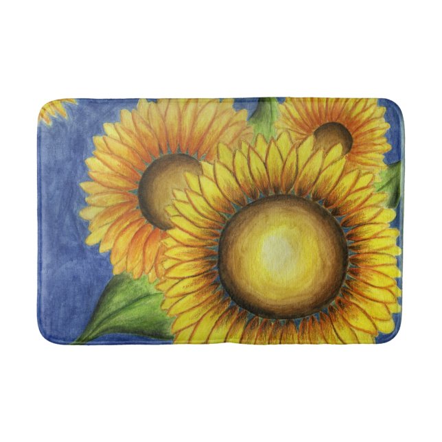 Summer Sunflower Bath Bathroom Mat Rug Gift (Front)