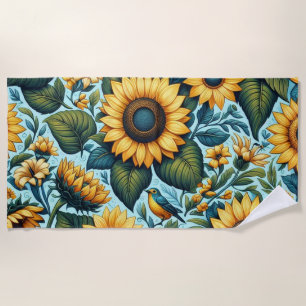 Summer/sunflower/bird Beach Towel