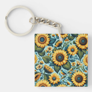 Summer/sunflower/bird Key Ring