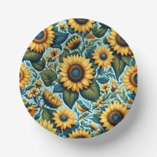 Summer/sunflower/bird Paper Plate