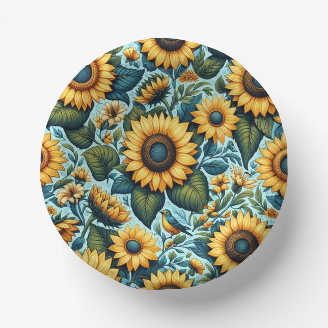Summer/sunflower/bird Paper Plate (Front)