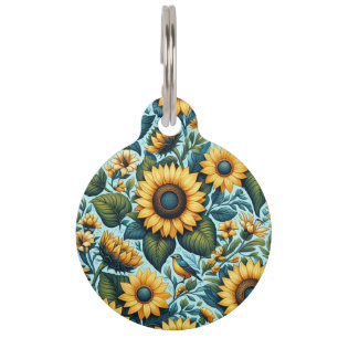 Summer/sunflower/bird Pet Tag