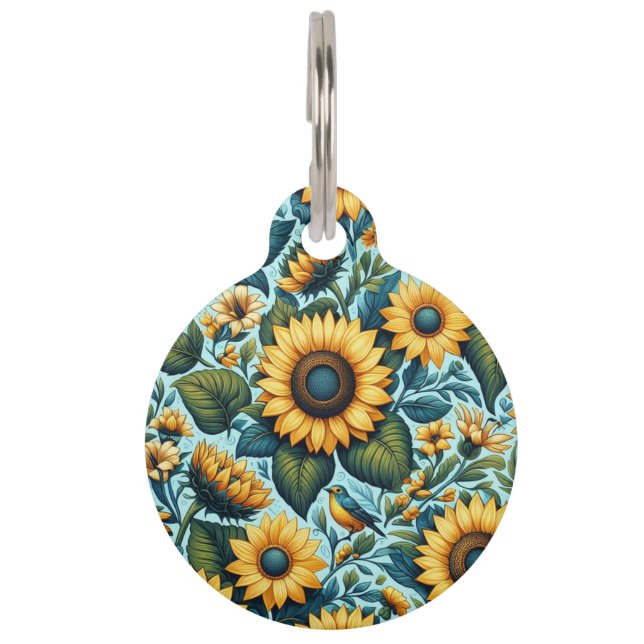 Summer/sunflower/bird Pet Tag (Front)
