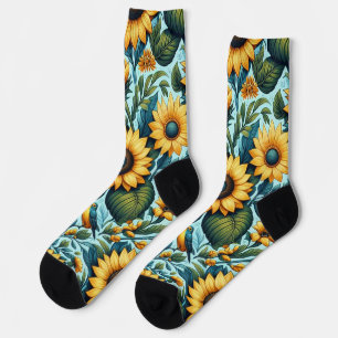 Summer/sunflower/bird Socks