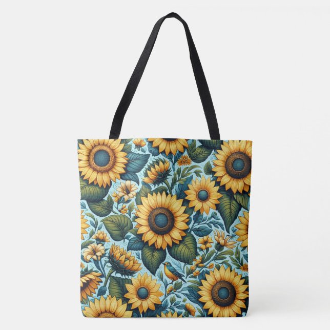 Summer/sunflower/bird Tote Bag (Front)