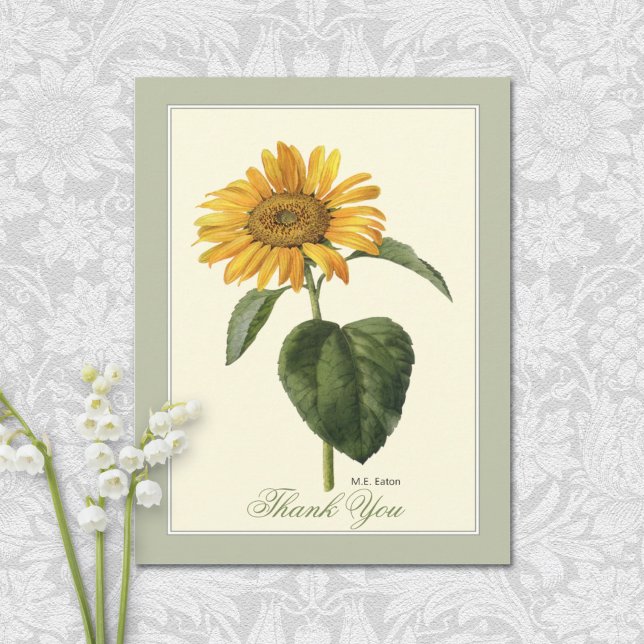 Summer Sunflower Botanical Thank You Card (Creator Uploaded)