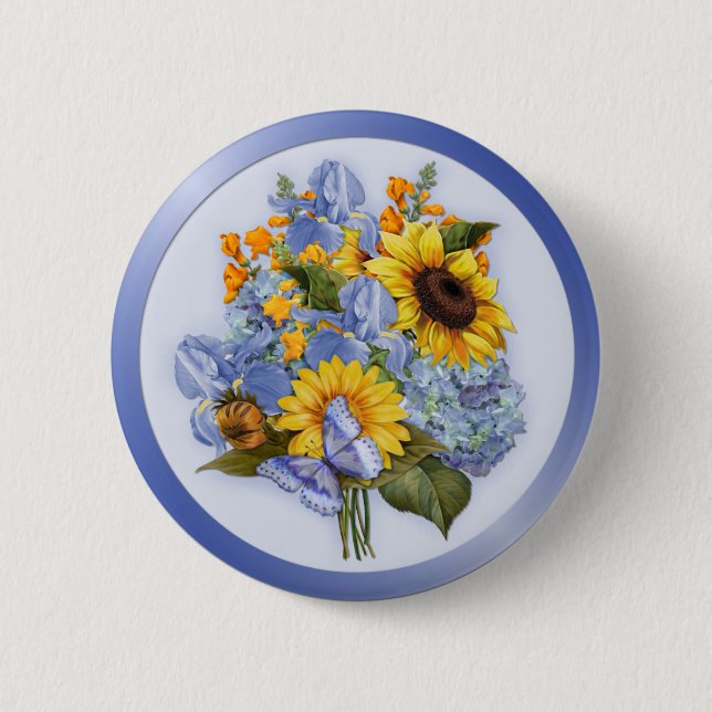 Summer Sunflower Bouquet 6 Cm Round Badge (Front)