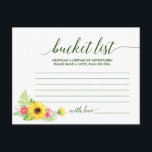 Summer Sunflower Bucket List Cards<br><div class="desc">These summer sunflower bucket list cards are the perfect activity for a spring or summer wedding reception or bridal shower. The design features floral greenery with bright yellow sunflowers and pink gerbera flowers.</div>