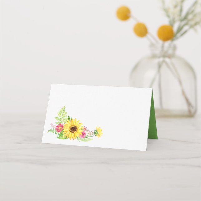 Summer Sunflower Buffet Food Label Cards (Front)