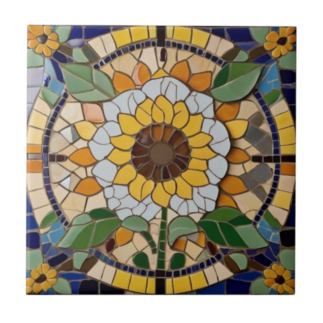 Summer Sunflower Faux Mosaic Tile (Front)