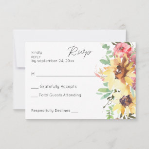 Summer Sunflower Floral no Meal RSVP Card