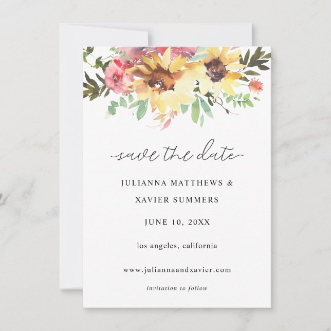 Summer Sunflower Floral Save The Date (Front)