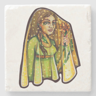 Summer Sunflower goddess artwork goddesses designs Stone Coaster