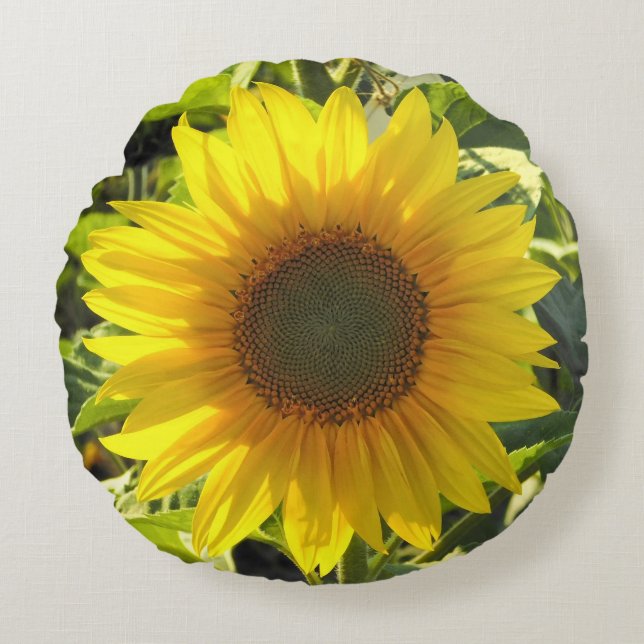 Summer Sunflower Round Pillow (Front)