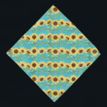 Summer Sunflower Row On Turquoise Pet  Bandana<br><div class="desc">Summer is a time of beauty and sunflowers against a clear blue sky are the perfect reminder.</div>