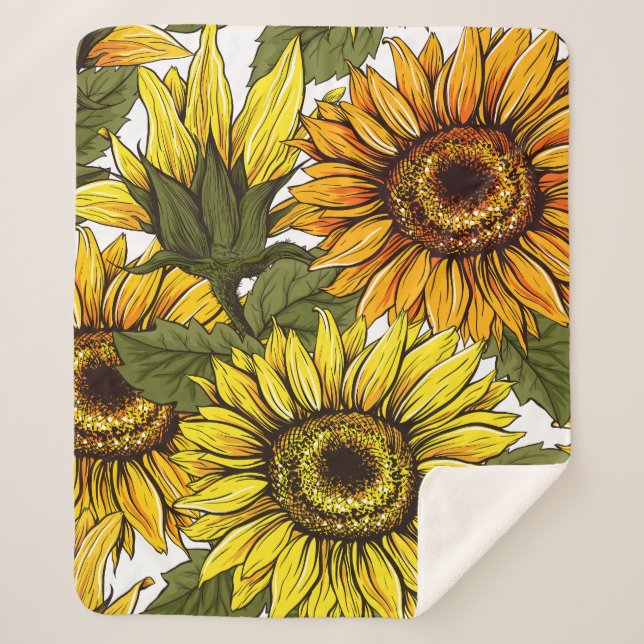 Summer Sunflower.  Sherpa Blanket (Front)