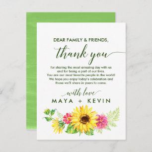 Summer Sunflower Thank You Reception Card