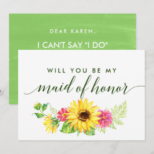 Summer Sunflower Will You Be My Maid Of Honour Invitation