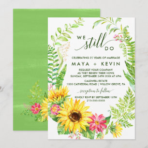 Summer Sunflower Wreath Vow Renewal Invitation