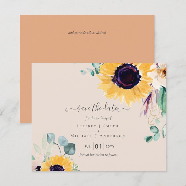 Summer Sunflowers Eucalyptus Greenery Wedding (Front/Back)