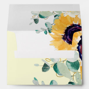 Summer Sunflowers Eucalyptus Greenery Wedding Envelope