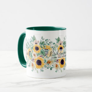 Summer Sunflowers Eucalyptus Greenery Wedding Mug