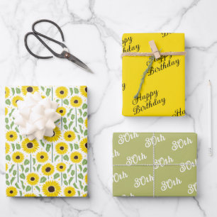 Summer Sunflowers Floral Coordinated  Wrapping Paper Sheet