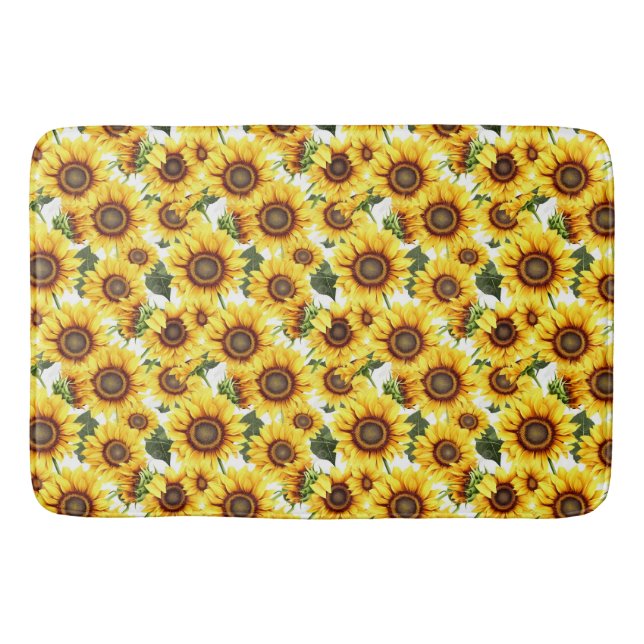 Summer Sunflowers Flower Country Vibe Gardener  Bath Mat (Front)