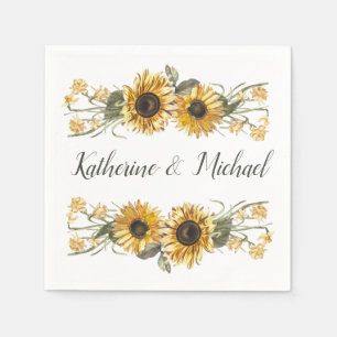 Summer Sunflowers Personalised Wedding Napkin