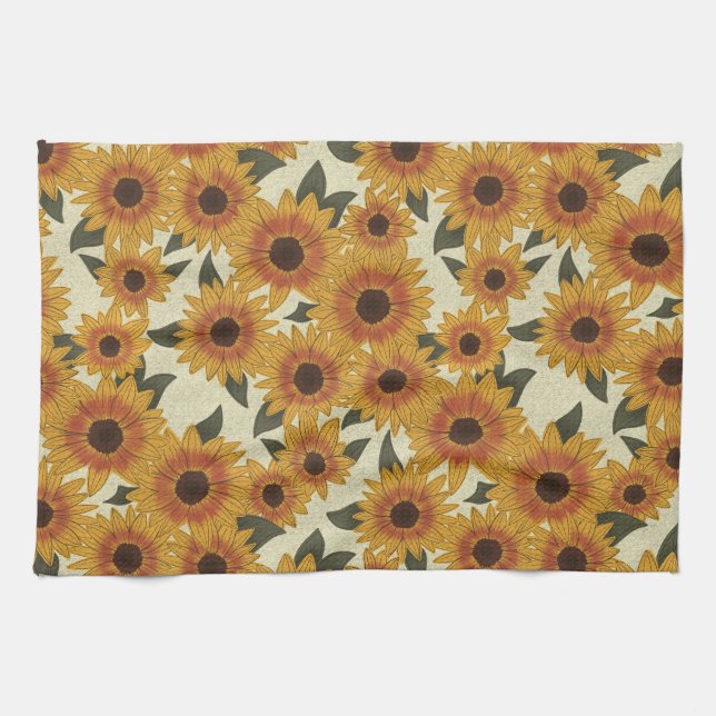 Summer Sunflowers Tea Towel (Horizontal)