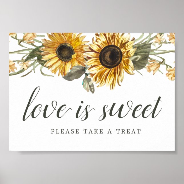 Summer Sunflowers Wedding Dessert Table Sign (Front)