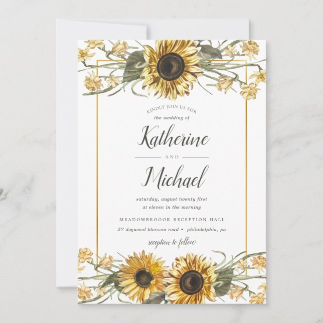 Summer Sunflowers Wedding Invitation (Front)