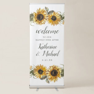 Summer Sunflowers Wedding Welcome Retractable Banner