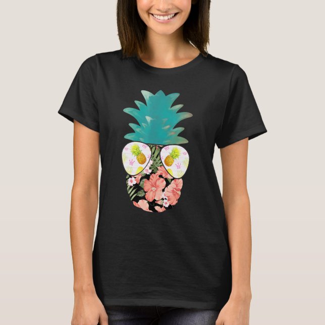 Summer Sunglasses Pineapple Aloha Beaches Hawaiian T-Shirt (Front)