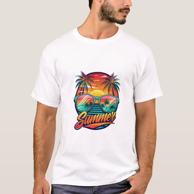 Summer Sunglasses T-Shirt – Tropical Sunset (Front)