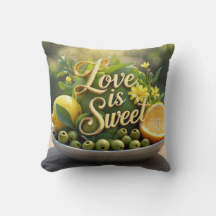 Summer sunny Lemons, olives, citrus slices Cushion