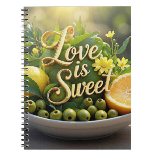 Summer sunny Lemons, olives, citrus slices Notebook