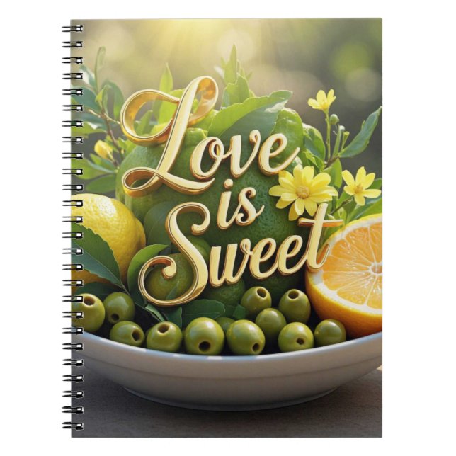 Summer sunny Lemons, olives, citrus slices  Notebook (Front)