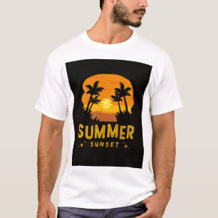 Summer Sunset Aesthetic Vibrant Tropical Beach T-Shirt