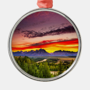 Summer Sunset at Snake River Overlook Metal Tree Decoration