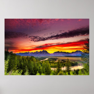 Summer Sunset at Snake River Overlook Poster
