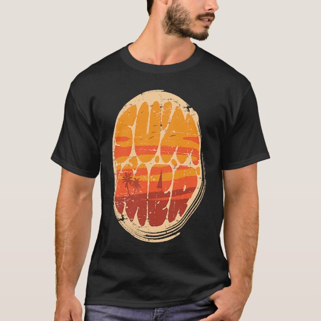 Summer sunset at the Beach and palm trees fashion T-Shirt (Front)