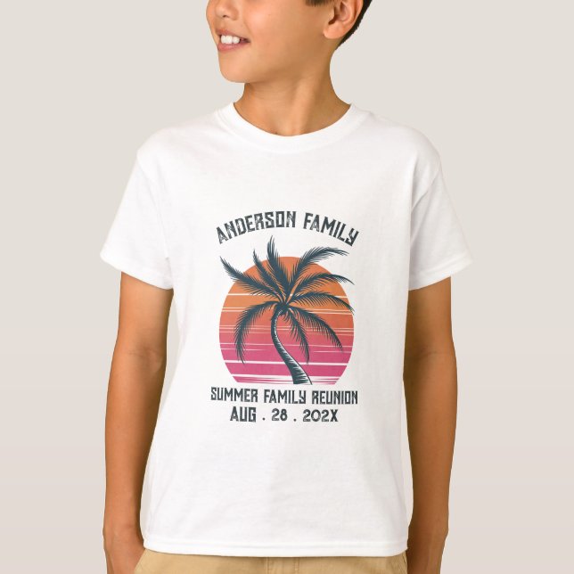 Summer Sunset Beach Palm Tree Family Reunio T-Shir T-Shirt (Front)