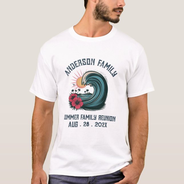 Summer Sunset Beach Palm Tree Family Reunion T-Shirt (Front)