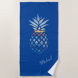 Summer Sunset Beach Pineapple Custom Towel
