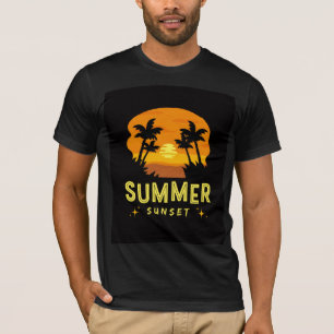 Summer Sunset Black T-Shirt Aesthetic Beach Vibe